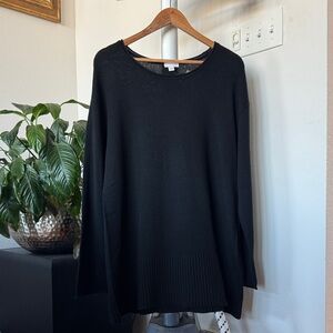 NWT J Jill Black Wool Blend Knit Tunic Sweater Sz XL Boatneck Long